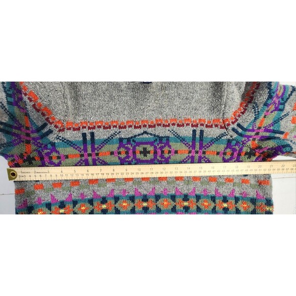 Chaps Fair Isle Sweater XL Cotton Blend Vintage Gray Crew Neck Womens Size 1X - Picture 9 of 15